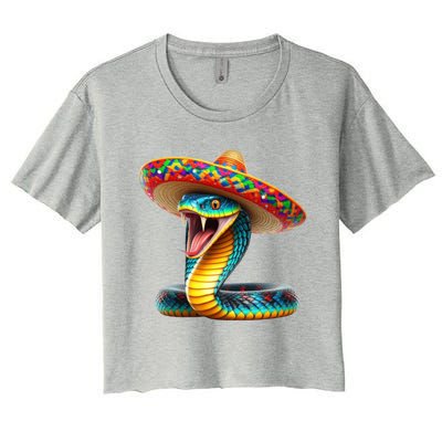 Anaconda Wearing Cinco De Mayo Hat Snake Lovers Birthday Gift Women's Crop Top Tee