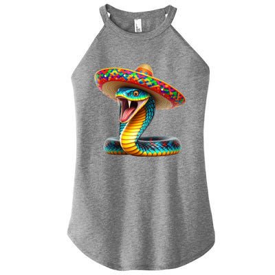 Anaconda Wearing Cinco De Mayo Hat Snake Lovers Birthday Gift Women's Perfect Tri Rocker Tank