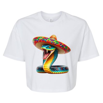 Anaconda Wearing Cinco De Mayo Hat Snake Lovers Birthday Gift Bella+Canvas Jersey Crop Tee