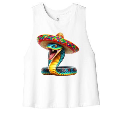 Anaconda Wearing Cinco De Mayo Hat Snake Lovers Birthday Gift Women's Racerback Cropped Tank