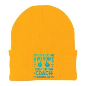 Awesome Weightlifting Coach Funny Weightlifting Coach Gift Knit Cap Winter Beanie