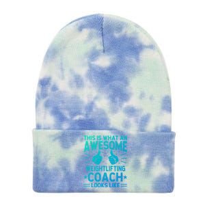 Awesome Weightlifting Coach Funny Weightlifting Coach Gift Tie Dye 12in Knit Beanie