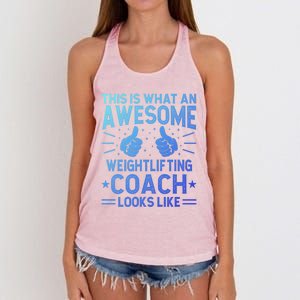 Awesome Weightlifting Coach Funny Weightlifting Coach Gift Women's Knotted Racerback Tank