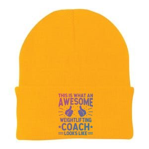 Awesome Weightlifting Coach Funny Weightlifting Coach Gift Knit Cap Winter Beanie