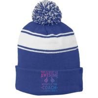 Awesome Weightlifting Coach Funny Weightlifting Coach Gift Stripe Pom Pom Beanie