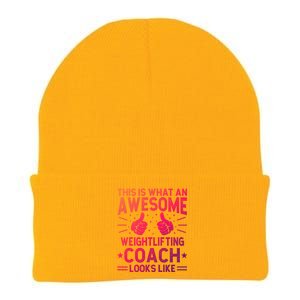 Awesome Weightlifting Coach Funny Weightlifting Coach Gift Knit Cap Winter Beanie