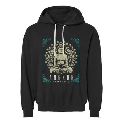 Angkor Wat Cambodia Buddha Temple Travel Souvenir Gift Meaningful Gift Garment-Dyed Fleece Hoodie