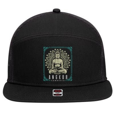 Angkor Wat Cambodia Buddha Temple Travel Souvenir Gift Meaningful Gift 7 Panel Mesh Trucker Snapback Hat