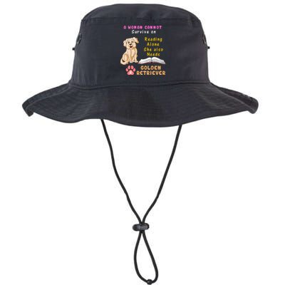 A Woman Cannot Survive On Reading Alone She Also Need A Golden Retriver Legacy Cool Fit Booney Bucket Hat