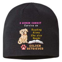 A Woman Cannot Survive On Reading Alone She Also Need A Golden Retriver Sustainable Beanie