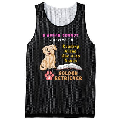 A Woman Cannot Survive On Reading Alone She Also Need A Golden Retriver Mesh Reversible Basketball Jersey Tank