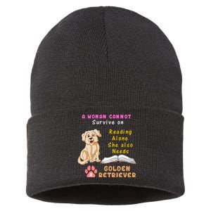 A Woman Cannot Survive On Reading Alone She Also Need A Golden Retriver Sustainable Knit Beanie