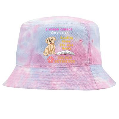 A Woman Cannot Survive On Reading Alone She Also Need A Golden Retriver Tie-Dyed Bucket Hat