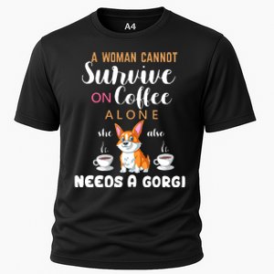 A Woman Cannot Survive On Coffee Alone She Also Needs A Corgi Cooling Performance Crew T-Shirt