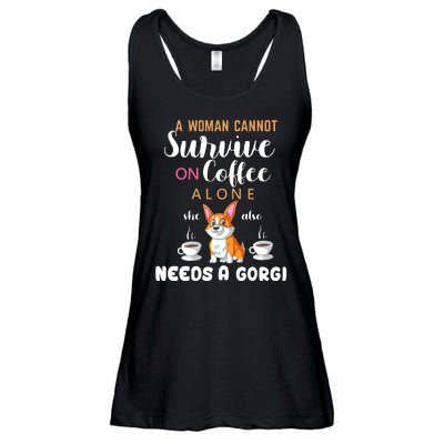 A Woman Cannot Survive On Coffee Alone She Also Needs A Corgi Ladies Essential Flowy Tank