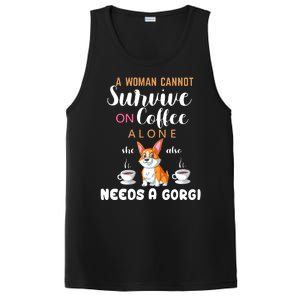 A Woman Cannot Survive On Coffee Alone She Also Needs A Corgi PosiCharge Competitor Tank