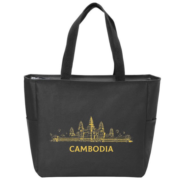 Angkor Wat Cambodian Khmer Cambodian Zip Tote Bag