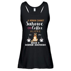 A Woman Cannot Survive On Coffee Alone She Also Needs A German Sheaperd Ladies Essential Flowy Tank