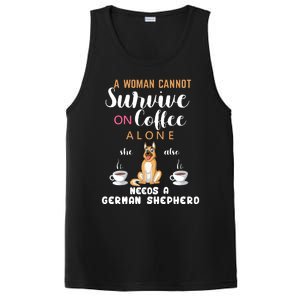 A Woman Cannot Survive On Coffee Alone She Also Needs A German Sheaperd PosiCharge Competitor Tank