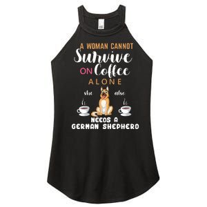 A Woman Cannot Survive On Coffee Alone She Also Needs A German Sheaperd Women's Perfect Tri Rocker Tank