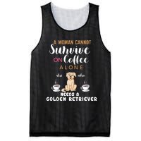 A Woman Cannot Survive On Coffee Alone She Also Needs A Golden Retriever Mesh Reversible Basketball Jersey Tank