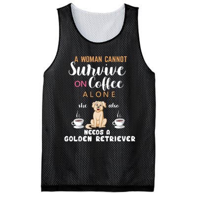 A Woman Cannot Survive On Coffee Alone She Also Needs A Golden Retriever Mesh Reversible Basketball Jersey Tank