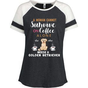 A Woman Cannot Survive On Coffee Alone She Also Needs A Golden Retriever Enza Ladies Jersey Colorblock Tee