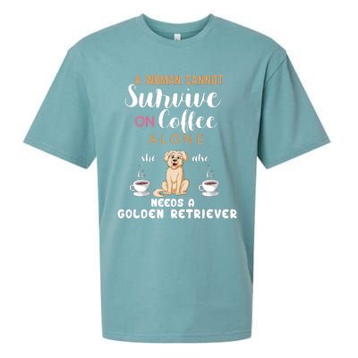 A Woman Cannot Survive On Coffee Alone She Also Needs A Golden Retriever Sueded Cloud Jersey T-Shirt