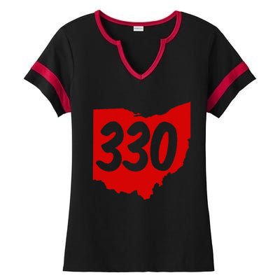 Akron Warren Canton Youngstown Ohio 330 Area Code Ladies Halftime Notch Neck Tee