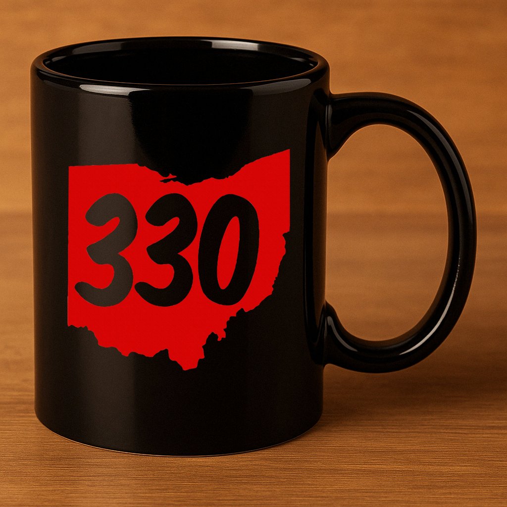 Akron Warren Canton Youngstown Ohio 330 Area Code 11oz C Handle Ceramic Mug