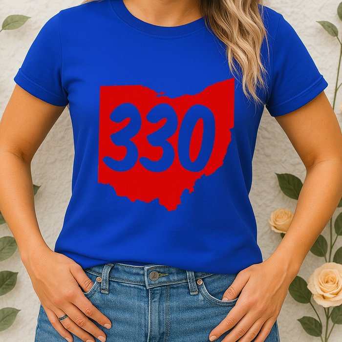 Akron Warren Canton Youngstown Ohio 330 Area Code Womens T-Shirt