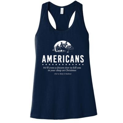 Americans WeLl Cross A Frozen River Women's Racerback Tank