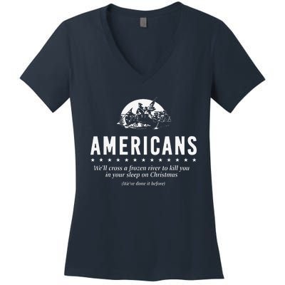 Americans WeLl Cross A Frozen River Women's V-Neck T-Shirt