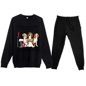 A Woman Cannot Survive On Wine Alone Beagle Lovers Premium Crewneck Sweatsuit Set