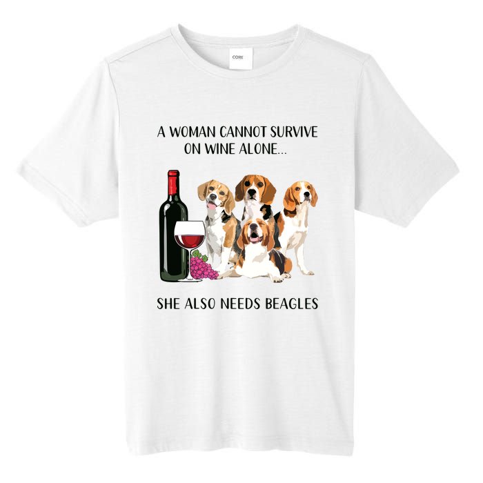 A Woman Cannot Survive On Wine Alone Beagle Lovers Tall Fusion ChromaSoft Performance T-Shirt