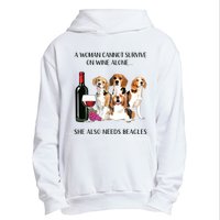 A Woman Cannot Survive On Wine Alone Beagle Lovers Urban Pullover Hoodie