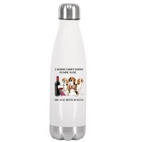 A Woman Cannot Survive On Wine Alone Beagle Lovers Stainless Steel Insulated Water Bottle