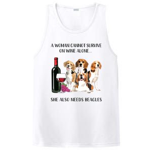 A Woman Cannot Survive On Wine Alone Beagle Lovers PosiCharge Competitor Tank