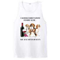 A Woman Cannot Survive On Wine Alone Beagle Lovers PosiCharge Competitor Tank