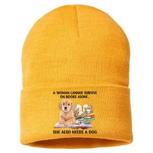 A Woman Cannot Survive On Books Alone She Also Needs A Dog Sustainable Knit Beanie