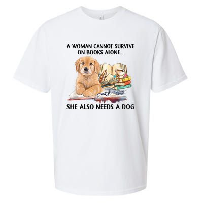 A Woman Cannot Survive On Books Alone She Also Needs A Dog Sueded Cloud Jersey T-Shirt