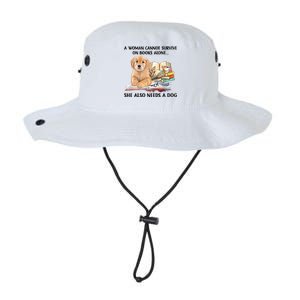 A Woman Cannot Survive On Books Alone She Also Needs A Dog Legacy Cool Fit Booney Bucket Hat