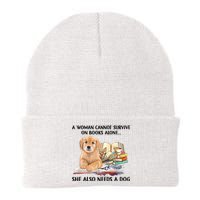 A Woman Cannot Survive On Books Alone She Also Needs A Dog Knit Cap Winter Beanie