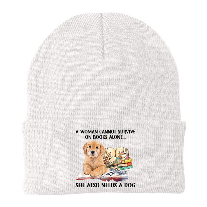 A Woman Cannot Survive On Books Alone She Also Needs A Dog Knit Cap Winter Beanie