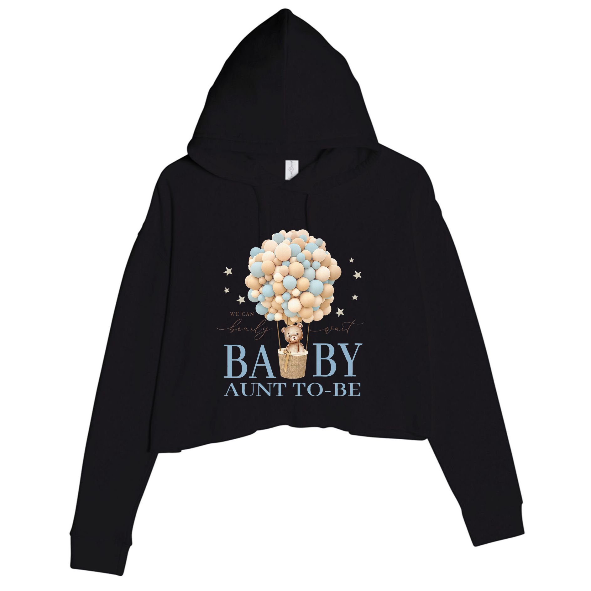 Aunt We Can Bearly Wait Baby Shower Bear Family Matching Crop Fleece Hoodie