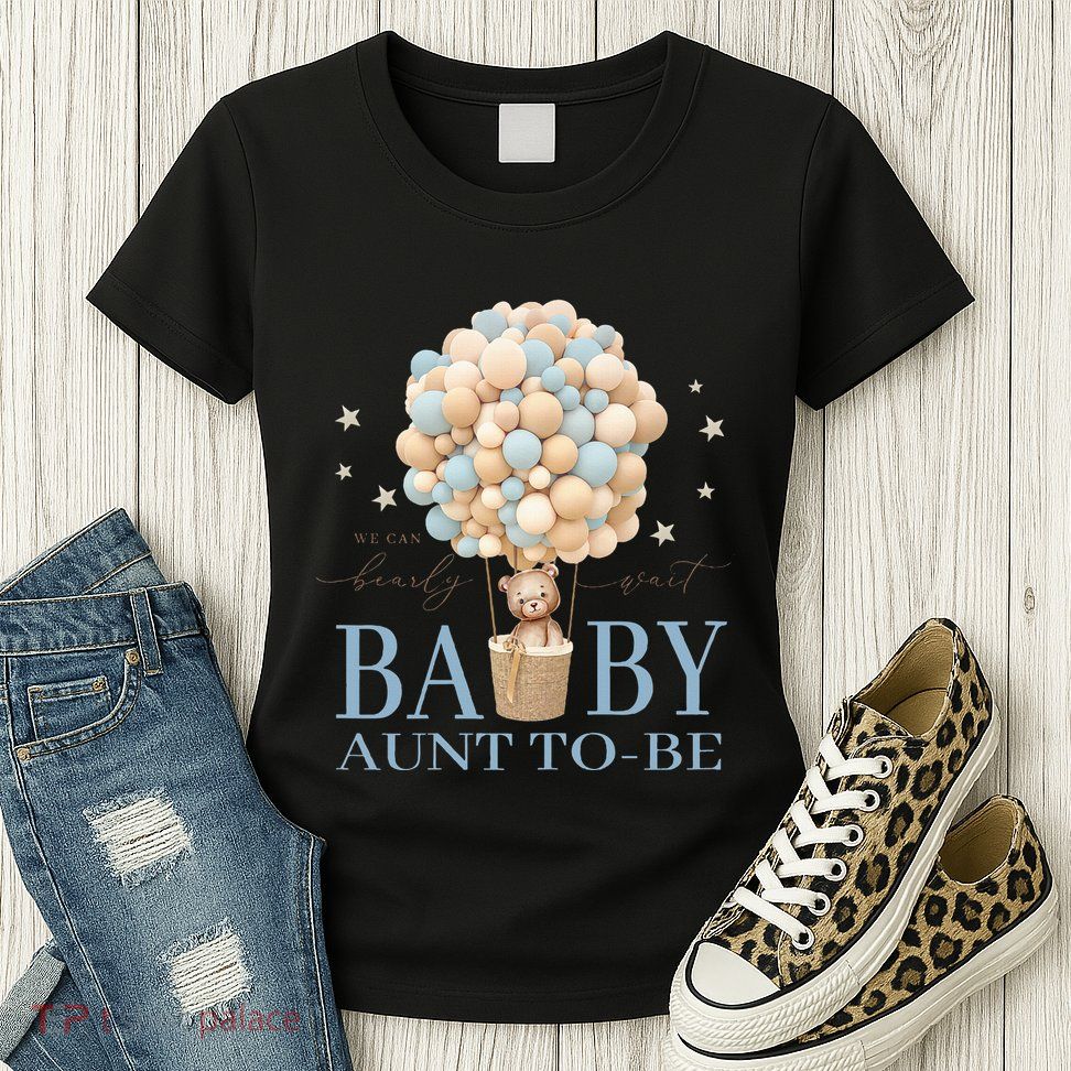 Aunt We Can Bearly Wait Baby Shower Bear Family Matching Womens T-Shirt