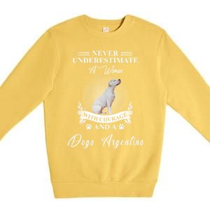 A With Courage And A Dogo Argentino Gift Premium Crewneck Sweatshirt