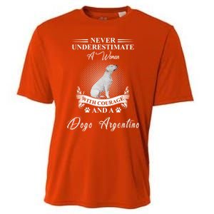 A With Courage And A Dogo Argentino Gift Cooling Performance Crew T-Shirt