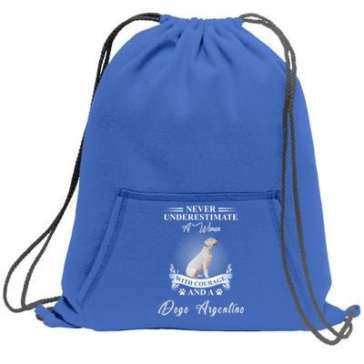 A With Courage And A Dogo Argentino Gift Sweatshirt Cinch Pack Bag