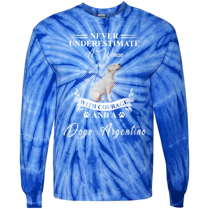 A With Courage And A Dogo Argentino Gift Tie-Dye Long Sleeve Shirt